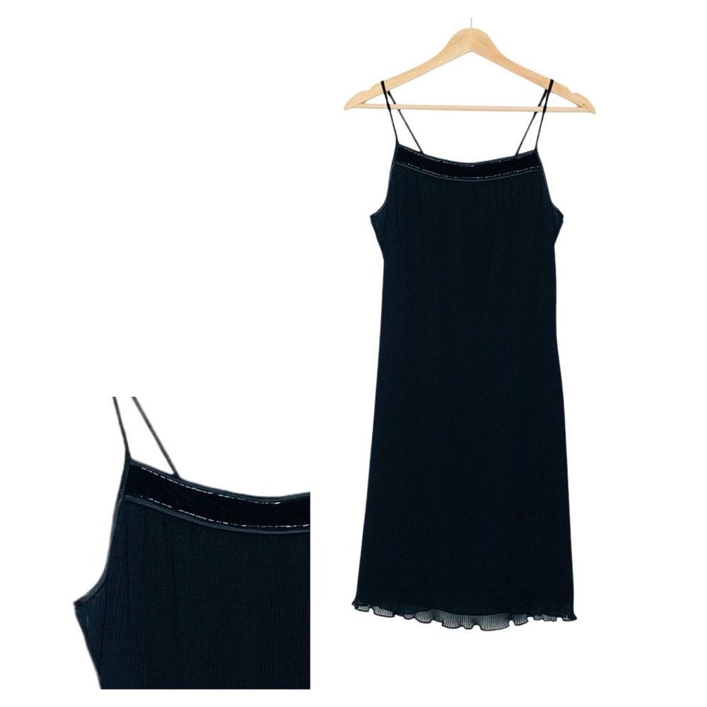 Vintage Rimini by Shaw Women’s Black Pleated Beaded Slip Dress Size 8